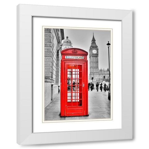 London Phone White Modern Wood Framed Art Print with Double Matting by Terrible, Aurelien