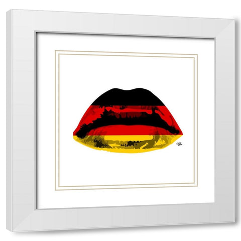 German Kiss White Modern Wood Framed Art Print with Double Matting by Paslier, Morgan