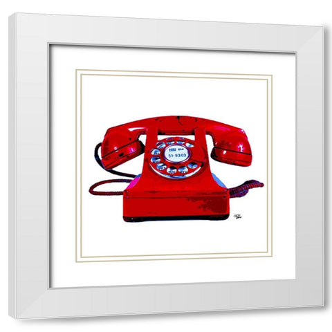 Red Phone White Modern Wood Framed Art Print with Double Matting by Paslier, Morgan