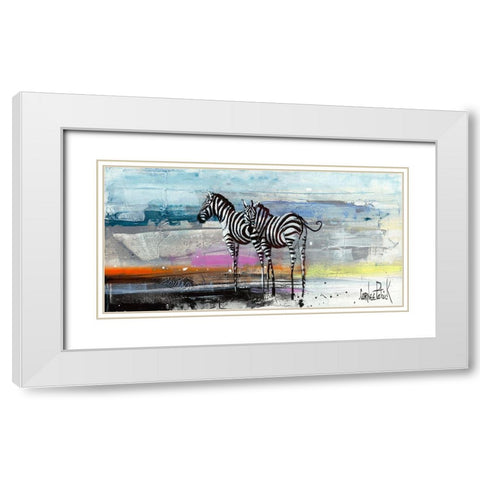 Zebra White Modern Wood Framed Art Print with Double Matting by Cornee, Patrick