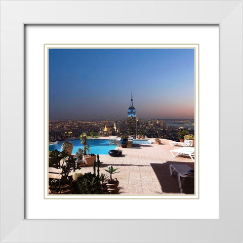 Beautiful View of New York White Modern Wood Framed Art Print with Double Matting by MN.FF