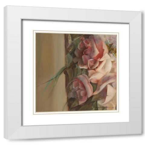 Les roses de mon jardin I White Modern Wood Framed Art Print with Double Matting by Amrhein, Elvira