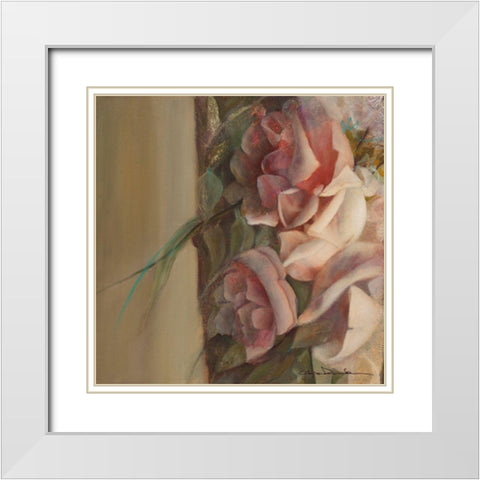 Les roses de mon jardin I White Modern Wood Framed Art Print with Double Matting by Amrhein, Elvira