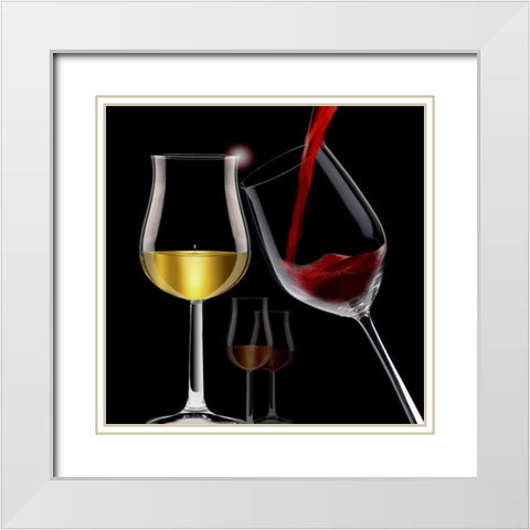 Liquids VII White Modern Wood Framed Art Print with Double Matting by Hillert, Peter