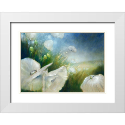Weisser Mohn White Modern Wood Framed Art Print with Double Matting by Schmucker, Annette