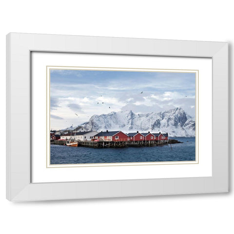 Fischerhutten Lofoten Nahe Reine White Modern Wood Framed Art Print with Double Matting by Fischer, Rolf
