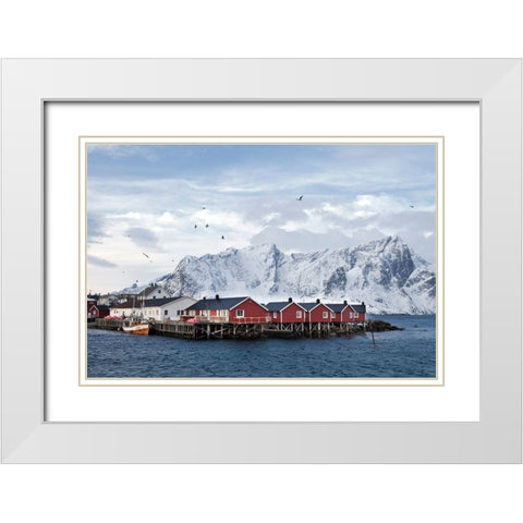 Fischerhutten Lofoten Nahe Reine White Modern Wood Framed Art Print with Double Matting by Fischer, Rolf