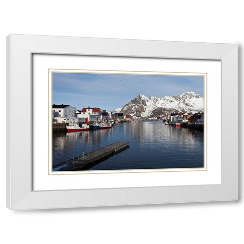 Henningsvaer Hafen  Lofoten im Winter White Modern Wood Framed Art Print with Double Matting by Fischer, Rolf
