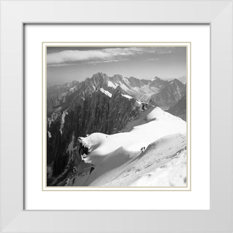 Descent to the Vallee Blanche-Chamonix White Modern Wood Framed Art Print with Double Matting by Butcher, Dave