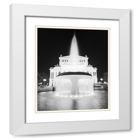 Frankfurt Alte Oper at Night White Modern Wood Framed Art Print with Double Matting by Butcher, Dave