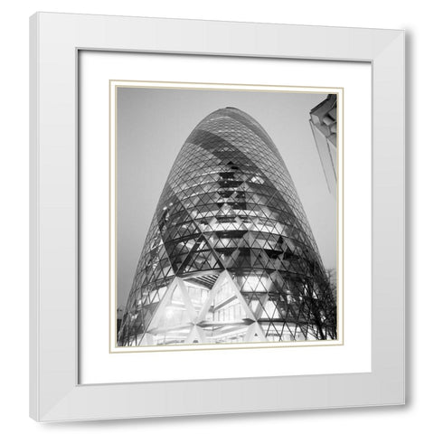 The London Gherkin at Night White Modern Wood Framed Art Print with Double Matting by Butcher, Dave