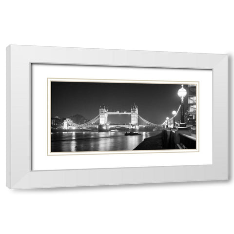 Tower Bridge at Night White Modern Wood Framed Art Print with Double Matting by Butcher, Dave