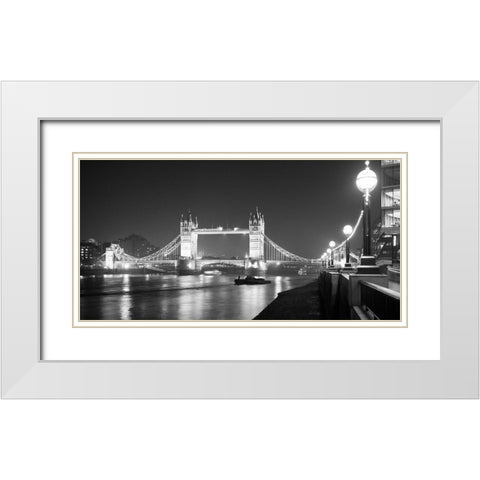 Tower Bridge at Night White Modern Wood Framed Art Print with Double Matting by Butcher, Dave