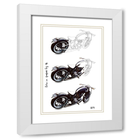 Bike in Progress White Modern Wood Framed Art Print with Double Matting by Strapelias - PR, Pierre