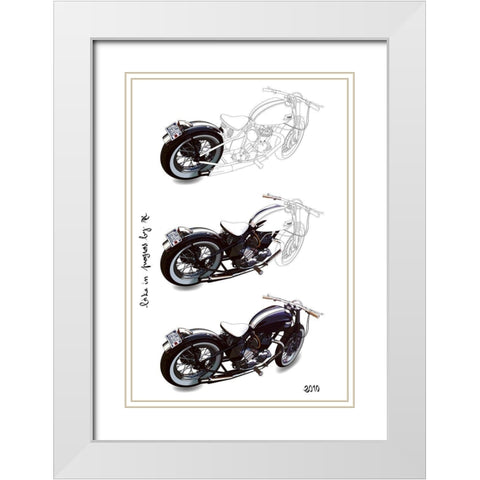 Bike in Progress White Modern Wood Framed Art Print with Double Matting by Strapelias - PR, Pierre