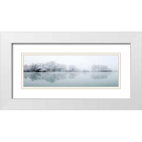 Winterlandschaft III White Modern Wood Framed Art Print with Double Matting by Hillert, Peter