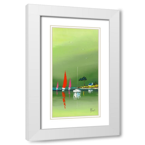 L abri cotier White Modern Wood Framed Art Print with Double Matting by Flanet, Frederic