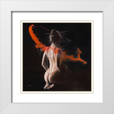 Samidha II White Modern Wood Framed Art Print with Double Matting by Cazal, Cedric