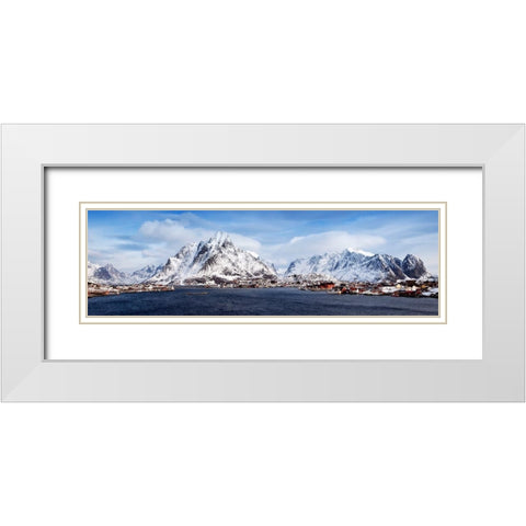 Lofoten Reine Panorama Detail White Modern Wood Framed Art Print with Double Matting by Fischer, Rolf
