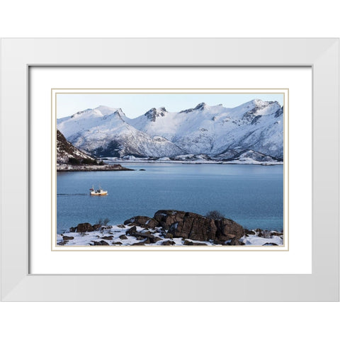 Fischerboot Lofoten White Modern Wood Framed Art Print with Double Matting by Fischer, Rolf