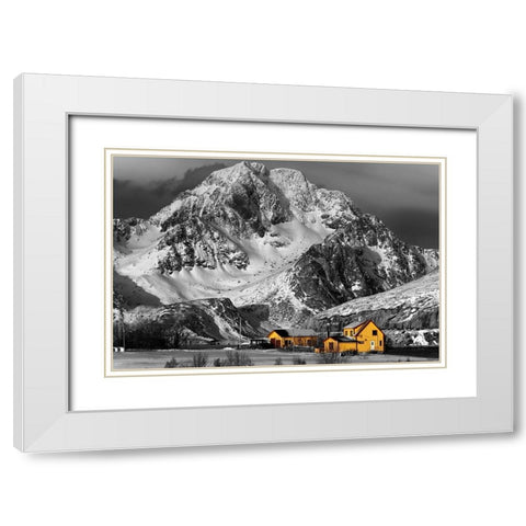 Lofoten Gelben Hauser White Modern Wood Framed Art Print with Double Matting by Fischer, Rolf