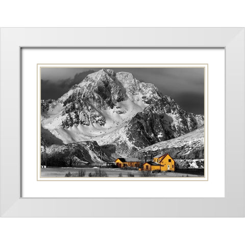 Lofoten Gelben Hauser White Modern Wood Framed Art Print with Double Matting by Fischer, Rolf