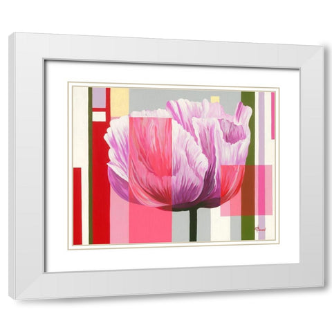 Pavot I White Modern Wood Framed Art Print with Double Matting by Bernard, Anne