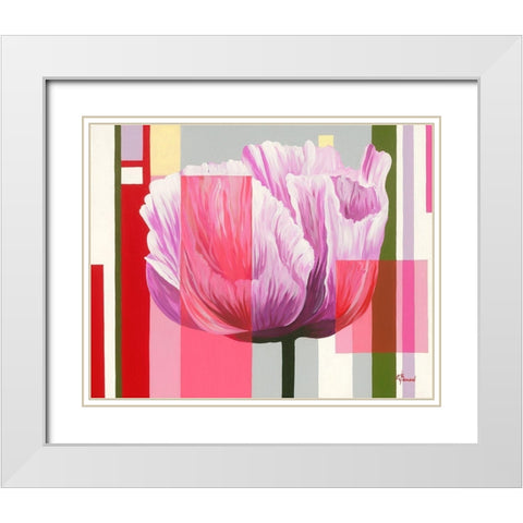 Pavot I White Modern Wood Framed Art Print with Double Matting by Bernard, Anne