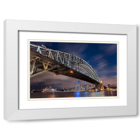 Sydney Harbour Bridge White Modern Wood Framed Art Print with Double Matting by Ernemann, Lothar