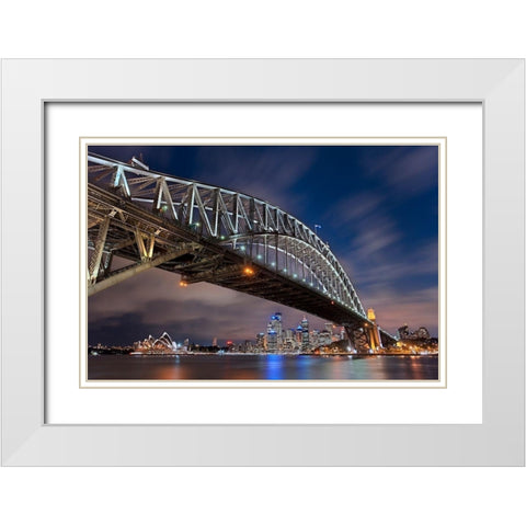 Sydney Harbour Bridge White Modern Wood Framed Art Print with Double Matting by Ernemann, Lothar