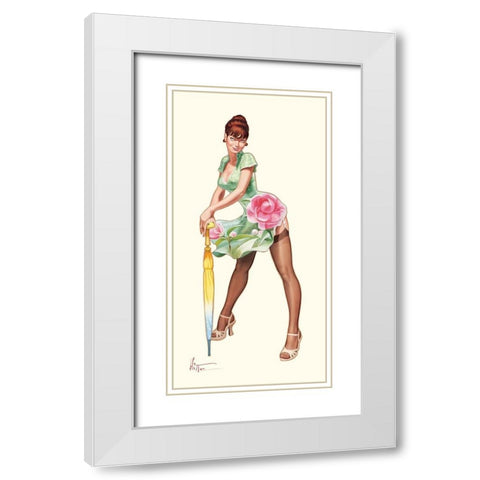 Camelia White Modern Wood Framed Art Print with Double Matting by Hitte, Patrick