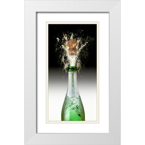 Splashing Cork I White Modern Wood Framed Art Print with Double Matting by Hillert, Peter