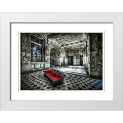 Watch out for Vampires White Modern Wood Framed Art Print with Double Matting by Haker, Matthias