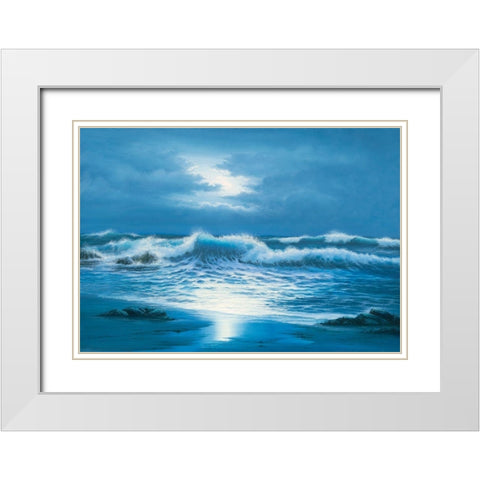 Evening Breakers White Modern Wood Framed Art Print with Double Matting by Sim, John F