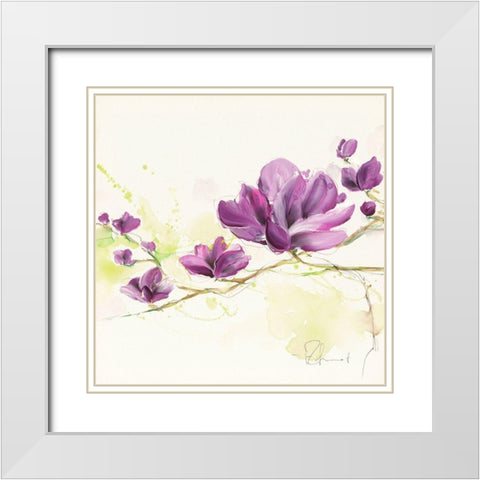 Magnolie I White Modern Wood Framed Art Print with Double Matting by Zacher-Finet, Isabelle