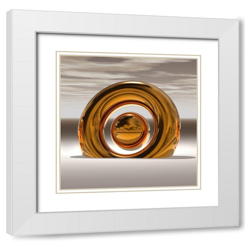 Golden Circle I White Modern Wood Framed Art Print with Double Matting by Hillert, Peter