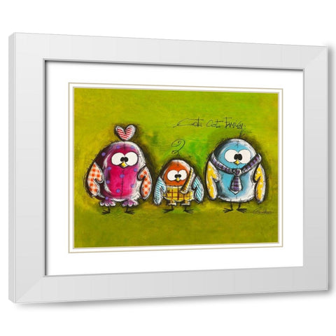 Cot Cot Family White Modern Wood Framed Art Print with Double Matting by Mougin, Carine