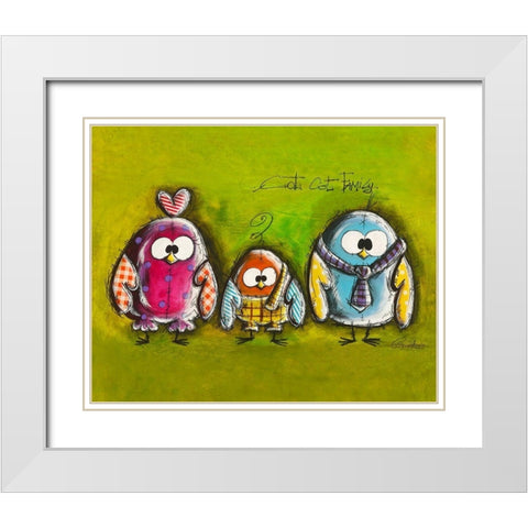 Cot Cot Family White Modern Wood Framed Art Print with Double Matting by Mougin, Carine