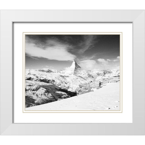 Matterhorn from Unterrothorn White Modern Wood Framed Art Print with Double Matting by Butcher, Dave