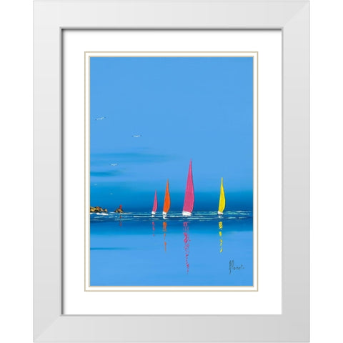 Jour de regate I White Modern Wood Framed Art Print with Double Matting by Flanet, Frederic