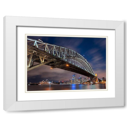 Sydney Harbour Bridge White Modern Wood Framed Art Print with Double Matting by Ernemann, Lothar