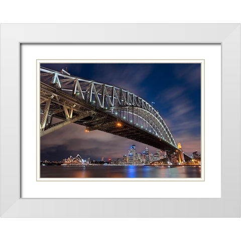Sydney Harbour Bridge White Modern Wood Framed Art Print with Double Matting by Ernemann, Lothar