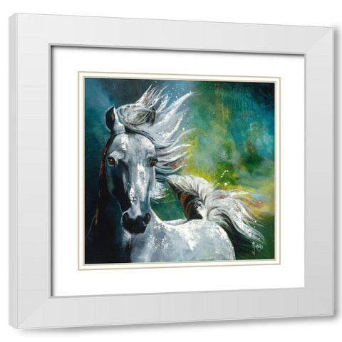 Fierte White Modern Wood Framed Art Print with Double Matting by Jadis