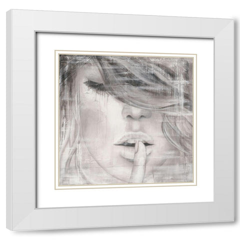 Face I White Modern Wood Framed Art Print with Double Matting by Godles, Karo