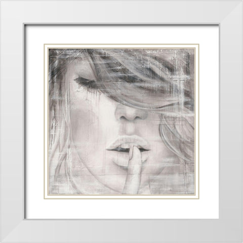 Face I White Modern Wood Framed Art Print with Double Matting by Godles, Karo