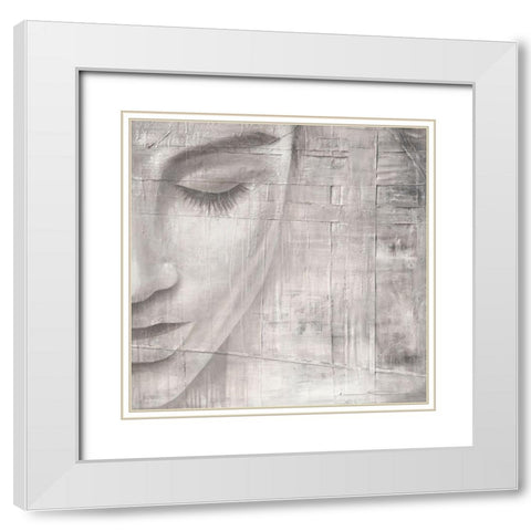 Face IV White Modern Wood Framed Art Print with Double Matting by Godles, Karo