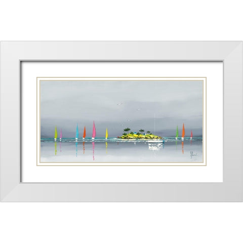 Une ile White Modern Wood Framed Art Print with Double Matting by Flanet, Frederic