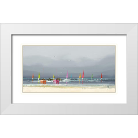 La plage White Modern Wood Framed Art Print with Double Matting by Flanet, Frederic