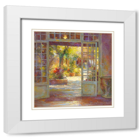 Au jardin des antiquaires White Modern Wood Framed Art Print with Double Matting by Messely, Johan