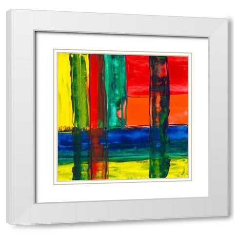 Orange dans les pres White Modern Wood Framed Art Print with Double Matting by MAXWELL